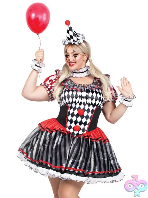 Plus Size Pc Darling Harlequin Costume By Leg Avenue — Full Look Front View