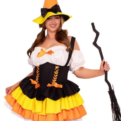PC candy corn witch costume plus size 2-piece set by Leg Avenue