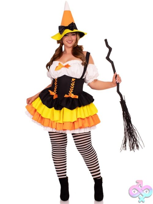 Plus Size 2 Pc Candy Corn Witch Costume