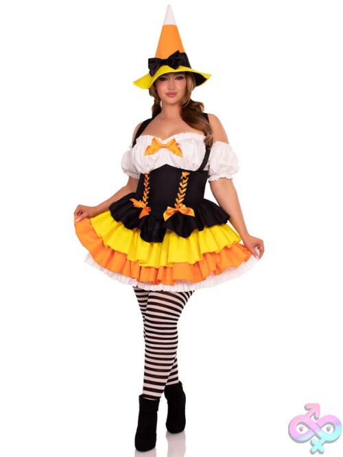 Plus Size 2 Pc Candy Corn Witch Costume
