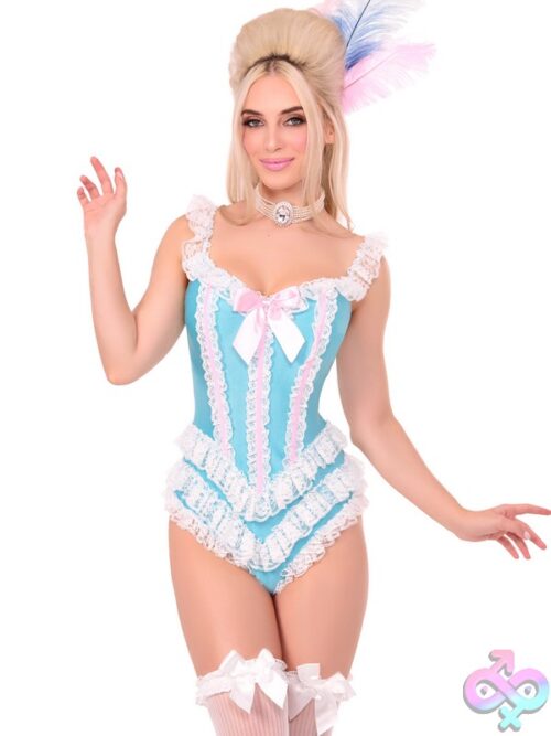 Boned Ruffle Bodysuit Bow Accent