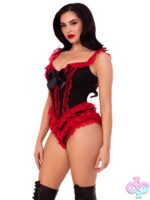 Boned Ruffle Bodysuit Bow Accent