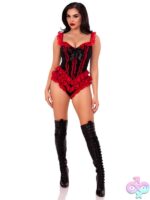 Boned Ruffle Bodysuit Bow Accent