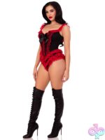 Boned Ruffle Bodysuit Bow Accent