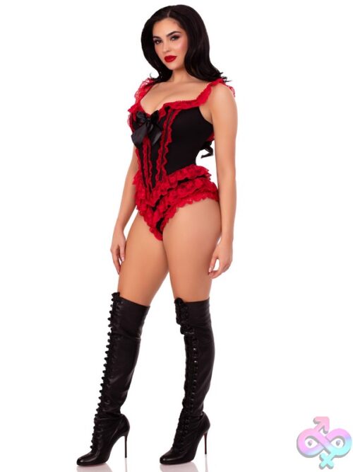 Boned Ruffle Bodysuit Bow Accent