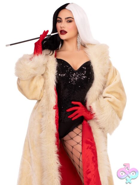 Villainess Satin Lined Faux Fur Coat Tail Shawl Collar by Leg Avenue