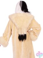 Villainess Satin Lined Faux Fur Coat Tail Shawl Collar
