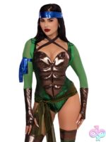 12 Piece Renegade Ninja Hero Costume by Leg Avenue — full set laid flat