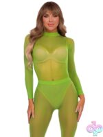 Sheer Bodysuit 2 Piece Snap Crotch Sheer Bodysuit and Matching Tights by Leg Avenue