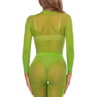 2 Piece Snap Crotch Sheer Bodysuit and Matching Tights
