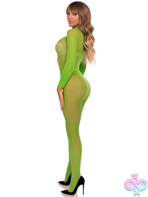 2 Piece Snap Crotch Sheer Bodysuit And Matching Tights