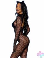 Seamless Leopard Net Gloved Catsuit