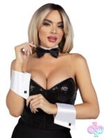 Tuxedo Kit 2 Piece Set by Leg Avenue — kink collar and leash costume