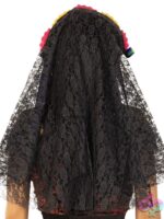 Day of the Dead Flower Head Piece Lace Veil