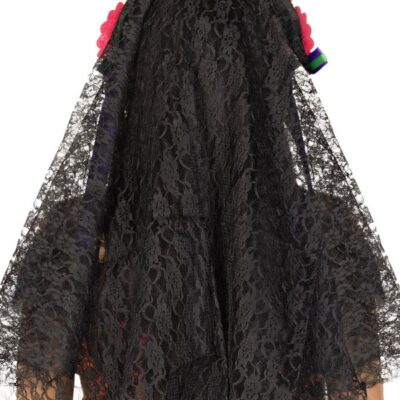 Day of the Dead Flower Head Piece Lace Veil