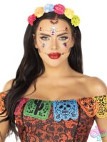 Day of the Dead Flower Head Piece Lace Veil