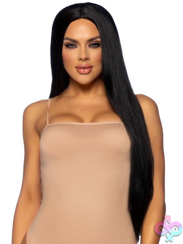 Discreet-Toys-Leg-Avenue-Costume-A2864_001_001 33 Long Straight Center Part Wig By Leg Avenue — Center Part Wig Full Length View