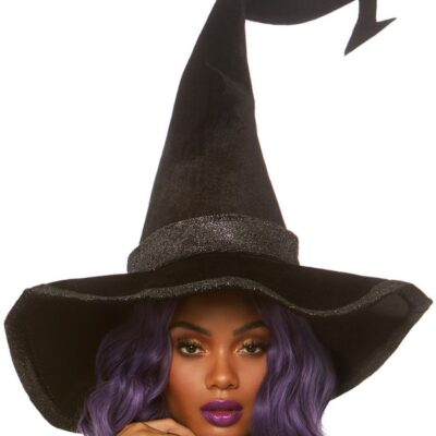 Glitter Trimmed Velvet Witch Hat by Leg Avenue — themed hat for lingerie and costume styling