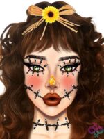 Stitches Face Jewels Sticker