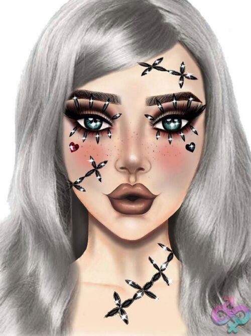 Stitches Face Jewels Sticker