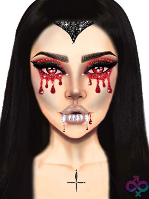 Vampire Face Jewels Sticker