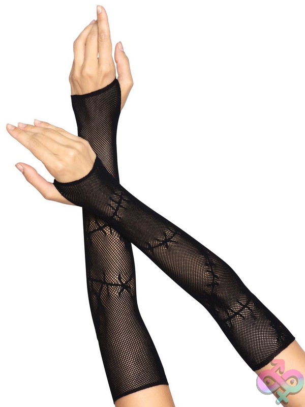 Discreet-Toys-Leg-Avenue-Costume_Accessories-2676_01_Blk Stitched Up Fishnet Arm Warmers By Leg Avenue — Sultry Boudoir Accessory