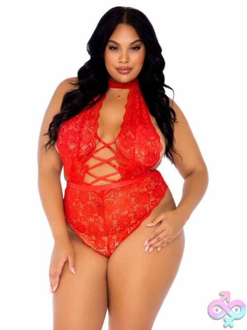 Floral Lace Crotchless Teddy - Image 11