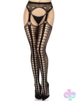 Scale Net Stockings Attached Garter Belt by Leg Avenue — sultry net lingerie