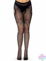 Industrial Net Suspender Tights Duchess Lace Top Accent