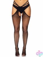 Scalloped Fishnet Strappy Suspender Tights