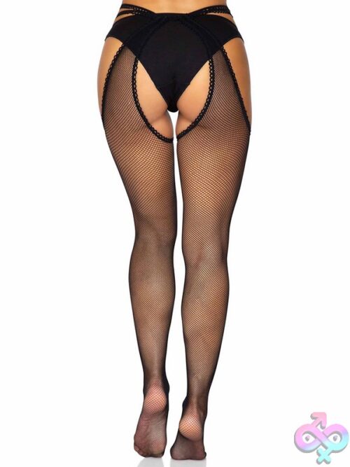 Scalloped Fishnet Strappy Suspender Tights