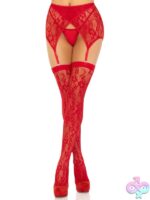 2 Piece Rachel Lace Thigh Highs and Crossover Garter Belt Set