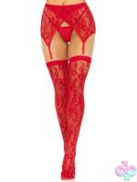 2 Piece Rachel Lace Thigh Highs and Crossover Garter Belt Set