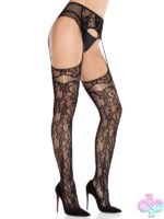 Bloom Net Stockings Cut Out Thigh Detail and Attached Garter Belt