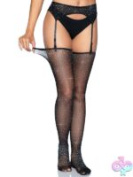 2 Piece Rhinestone Micro Net Garter Belt and Stockings Set