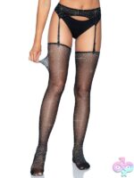 2 Piece Rhinestone Micro Net Garter Belt and Stockings Set
