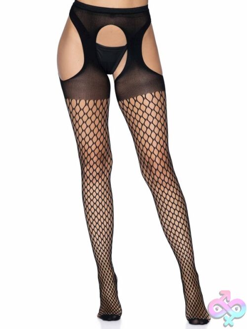 Oval Net Suspender Tights Opaque Top