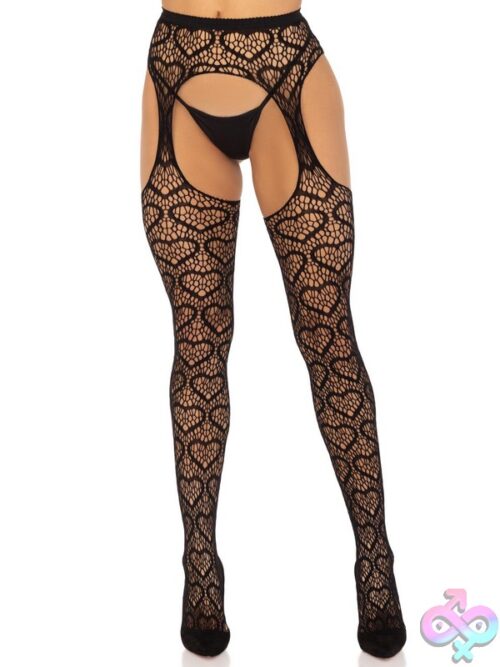 Heart Net Suspender Tights