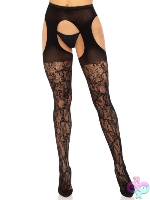 Eyelet Rose Lace Suspender Tights