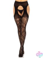 Eyelet Rose Lace Suspender Tights