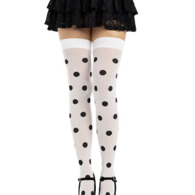 Polka Dot Opaque Thigh Highs by Leg Avenue — flirty lingerie stockings
