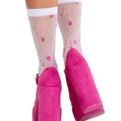 Rosette Jacquard Spandex Sheer Anklets