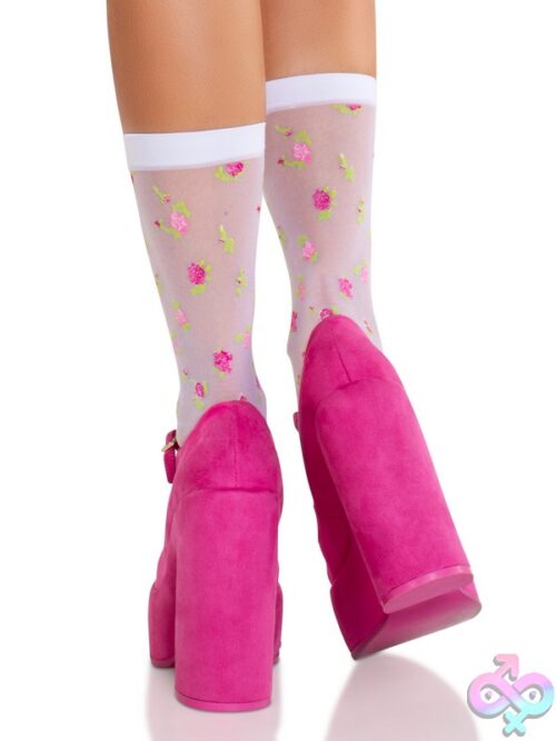 Rosette Jacquard Spandex Sheer Anklets