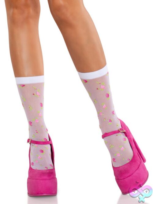 Rosette Jacquard Spandex Sheer Anklets