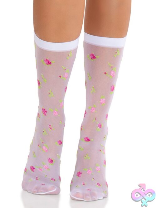 Rosette Jacquard Spandex Sheer Anklets