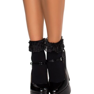 Nylon Anklets Lace Ruffle style by Leg Avenue — delicate lingerie accent