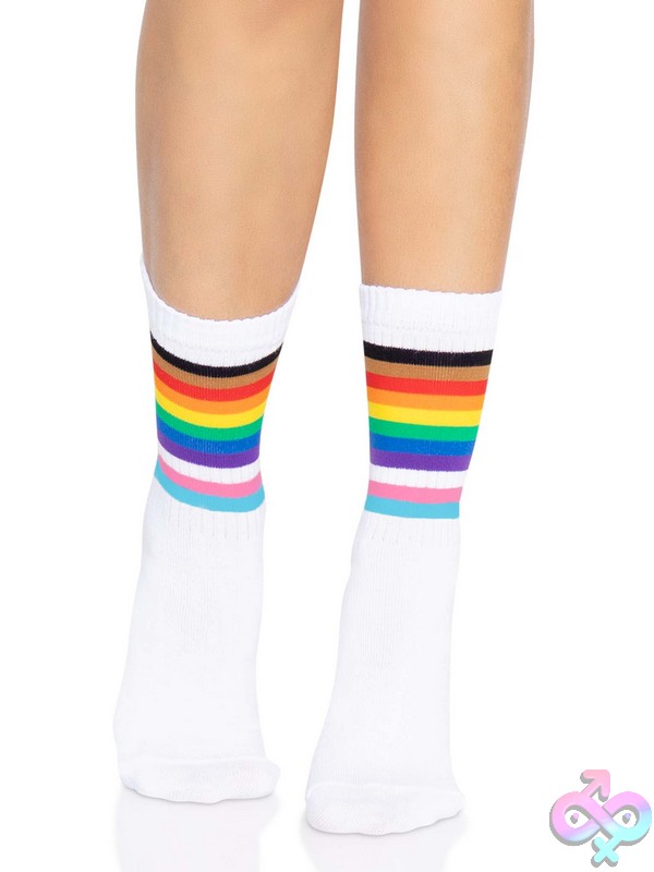 Discreet-Toys-Leg-Avenue-Hosiery-3014_001_318 Pride Crew Socks By Leg Avenue — Bold Rainbow Striped Crew Socks For Her