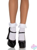 Nylon Anklet Ruffle and Satin Bow Accent