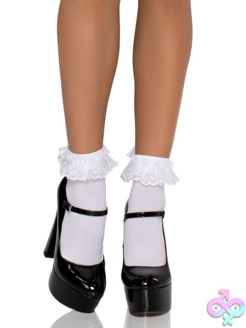 Nylon Anklet Ruffle And Satin Bow Accent