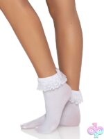 Nylon Anklet Ruffle and Satin Bow Accent